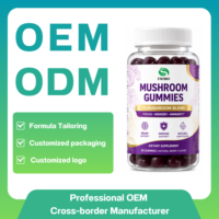 Gummies véganes OEM ODM à marque privée, mélange de 10 champignons (Crinière de lion, Reishi), aux baies naturelles, pour la concentration cérébrale et le bien-être immunitaire, certifiées GMP