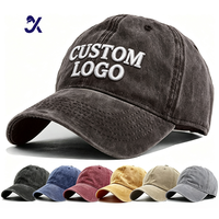 Gorra de Béisbol JX Personalizada Vintage de 6 Paneles, de Algodón Lavado, con Logotipo Bordado, Visera Curva, Unisex, Deportiva