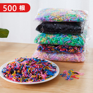 Élastiques colorés en caoutchouc, 500 pièces, pour cheveux d'enfants, usage quotidien, couleurs mélangées, à usage unique - Product Image 1