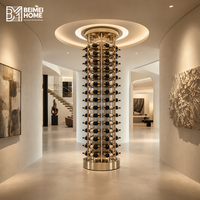 Présentoir à Bouteilles Rotatif Moderne Sculptural Doré Champagne pour Résidence Artistique