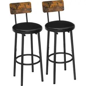 Großhandel 31BY Bar stühle mit Rückenlehne Set mit 2 Barhockern Theken hocker mit PU-Polster Frühstücks hocker mit Fuß stütze
