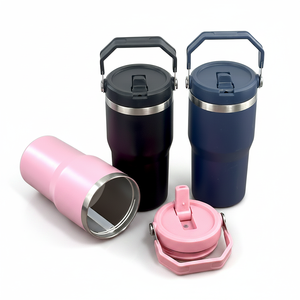 Vaso Térmico Portátil de Acero Inoxidable de 20oz/30oz con Asa, Taza de Viaje, Botella de Agua con Tapa y Pajita Abatible - Product Image 5