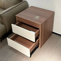 Table de chevet en bois avec compartiment caché, table de chevet à 2 tiroirs avec serrure à carte NFC, armoire latérale pour salon et chambre à coucher