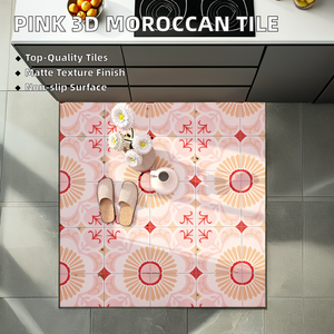 300x300mm Bắc Âu mờ terrazzo thủ công chắp vá màu hồng 3D Ma rốc tráng men gạch trong nhà và ngoài trời sàn gạch ốp tường - Product Image 2