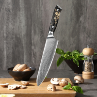 Couteau de chef japonais Damas 8 pouces, lame en acier à haute teneur en carbone avec manche en résine de platine de luxe pour une coupe de précision