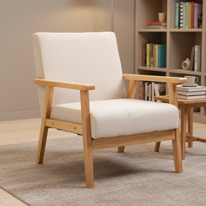 Fauteuils de lecture et de détente populaires <span class=keywords><strong>en</strong></span> tissu pour salon, chambre et hôtel – Fauteuils <span class=keywords><strong>en</strong></span> bois de style simple - Product Image 1