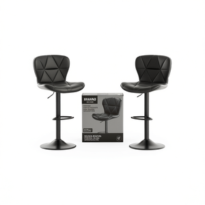Ensemble de tabourets de bar modernes réglables en similicuir pivotants avec dossier pour îlot de cuisine ou bar à domicile - Product Image 1