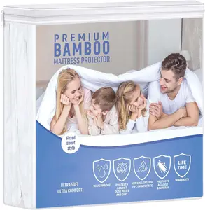 King Premium-Protector de colchón de bambú, Ultra suave, impermeable, transpirable, hipoalergénico, para protección de cama