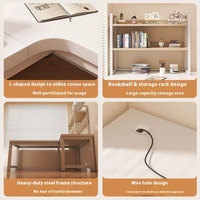 Bureau d'ordinateur intégré au design moderne Bibliothèque en forme de L Coiffeuse de chambre à coucher en coin pour filles Apprentissage à domicile Utilisation au bureau