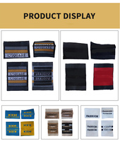 Étiquettes de col textiles personnalisées de luxe, lavables, avec logo de marque, tissées haute densité, pliées au centre, pour vêtements sur mesure