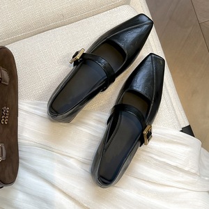 Chaussures à bout carré en cuir souple, confortables pour les pieds, à talon ras, anti-chute, style rétro, nouvelle collection début de printemps, style Wanwan - Product Image 6