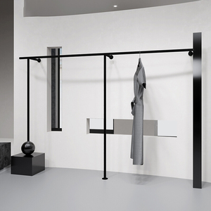 Negozio al dettaglio appendiabiti in metallo appendiabiti da parete appendiabiti in metallo nero espositore per abiti da donna - Product Image 4