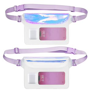 QIHANG Nouvelle Sacoche de Téléphone Portable Étanche en PVC pour Sports de Plein Air, Sac Banane Bandoulière Tendance Laser Coloré pour iPhone, Plongée et Natation - Product Image 1