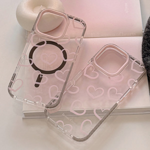 Grigio rosa Graffiti amore per <span class=keywords><strong>iPhone</strong></span> 16 Pro Max custodia per telefono cellulare trasparente magnetico custodia per Apple 15 14 13pro - Product Image 3