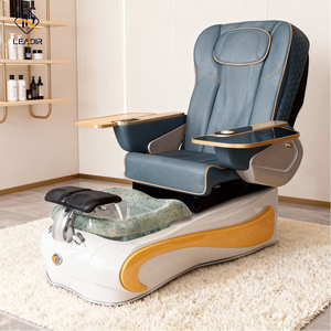 Sillón de Pedicura y Manicura de Lujo Moderno para Salón de Uñas, Silla de Masaje para Spa de Pies de Cuero PU Plateado - Product Image 2