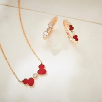 Ensemble élégant en laiton double gourde unique pour femme, collier et bague, pour mariage, anniversaire, usage quotidien, fiançailles, fête
