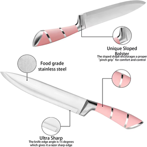 Juego <span class=keywords><strong>de</strong></span> <span class=keywords><strong>Cuchillos</strong></span> <span class=keywords><strong>de</strong></span> Cocina Ambidiestros <span class=keywords><strong>de</strong></span> Acero Inoxidable <span class=keywords><strong>Rosa</strong></span>, Ecológicos, con Soporte Acrílico, 9 Piezas, Juego <span class=keywords><strong>de</strong></span> <span class=keywords><strong>Cuchillos</strong></span> <span class=keywords><strong>de</strong></span> Chef - Product Image 3