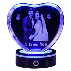 New 3D Full Body Heart Shaped Photo Crystal UV Printing Carved on Love Theme