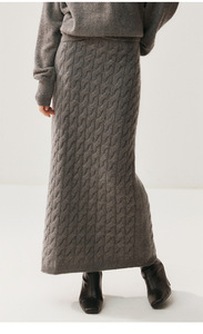 Women's Cashmere Wool <b>Knitted</b> <b>Set</b> Two Pieces V-neck Cable Sweater Pullover Skirt Suit Elegant <b>Set</b> Dress Soft Autumn Winter Thick - Product Image 6