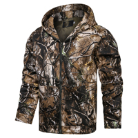 Veste de chasse imperméable, coupe-vent, respirante, en softshell ciré, camouflage léger orange canard, unisexe, adultes, ajustable