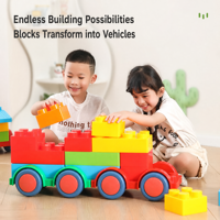 Blocs de construction modulaires colorés, grand ensemble de construction de véhicules roulants pour activités pratiques en intérieur