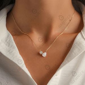 תכשיטי כסף סטרלינג 925 של ג'מנל לנשים, שרשרת תליון עם פנינה טבעית ויהלום ללבישה יומיומית - Product Image 5