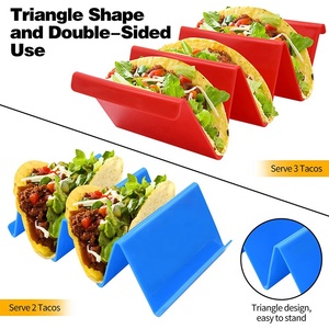 Pegangan Taco warna-warni berdiri Premium besar nampan piring Taco menampung hingga <span class=keywords><strong>3</strong></span> ATAU 2 Tacos setiap bahan kesehatan PP - Product Image 3