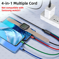 Câble de charge multi-appareils 4-en-1 3D de 1,2 m compatible avec les montres et téléphones des séries Watch SE 8 7 6 5 4 3 2 1