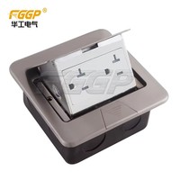 Prise de sol escamotable en acier inoxydable avec prises RJ45 US, auto-mise à la terre, 15A, 2 prises et 2 ports USB pour usage résidentiel