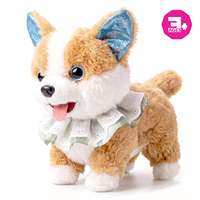 Peluche électronique Corgi interactive : chiot qui marche et aboie avec accessoires de beauté pour enfants et filles – Cadeau idéal