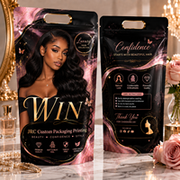 Sacs d'emballage personnalisés en plastique mat transparent à fermeture éclair pour extensions de cheveux, avec logo personnalisé, pour perruques et mèches de cheveux