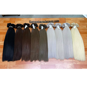 Extensions de cheveux humains 100% naturels de haute qualité, double trame, lisses, multicolores, cheveux vierges du Vietnam, pour femmes - Product Image 4