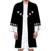 Japanischer Anime-Umhang Bühnenkostüme Rot Bedruckter Kimono-Mantel Unisex Cosplay-Robe