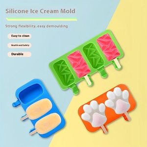 Handmade DIY <span class=keywords><strong>Ice</strong></span> <span class=keywords><strong>Cream</strong></span> Maker cấp thực phẩm Silicone nắp khuôn dùng một lần 3D PP Popsicle công cụ khác nhau tùy chọn hộp Chứng Khoán bao bì - Product Image 1