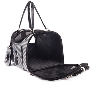 Pet Carrier Houndstooth Black And Pink Portable Travel Bag For Dogs And Cats <b>Small</b> Size With <b>Wallet</b> And Strap - Product Image 3