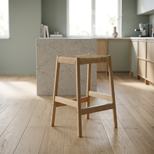 Silla de Madera Maciza, Taburete de Bar, Estilo Minimalista de Alta Calidad con Tejido de Cuerda de Papel para Hogar, Oficina, Comedor, Bar en Casa - Product Image 3