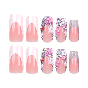 <span class=keywords><strong>Blanc</strong></span> Nude <span class=keywords><strong>Gel</strong></span> Cercueil <span class=keywords><strong>Faux</strong></span> Ongles Art Strass Ongles Artificiels Longs <span class=keywords><strong>Faux</strong></span> Ongles Appuyez Sur Les Ongles - Product Image 4