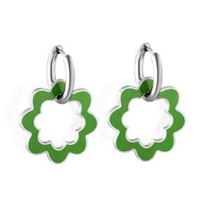 Boucles d'oreilles créoles en acier inoxydable plaqué or 18 carats, fournitures de fabrication de bijoux, plusieurs couleurs, motif fleur émaillée, boucles d'oreilles personnalisées pour femmes - Product Image 5