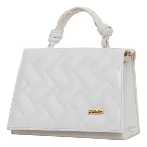 Bolso Bandolera Acolchado Blanco Fana con Cadena Dorada, Estilo Vintage, Bolso de Hombro para Mujer, Forro de PU, Impermeable - Product Image 3