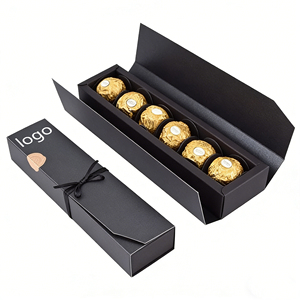 Factory Direct Customizable Matte Black Chocolate Box With <b>Ribbon</b> Food-Safe Ideal for Truffle & Candy Packaging - Product Image 1