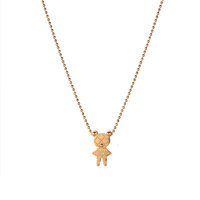 Collier mignon en forme d'ours 3D en acier inoxydable plaqué or 18 carats, chaîne de pull avec pendentif ours pour femmes