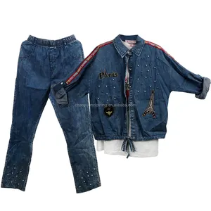 Children Summer Spring One Set Jeans Suit Ten Years Young Girls Casual Clothing