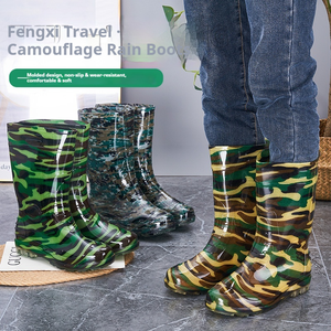 Bottes de pluie QF1 pour hommes, camouflage, antidérapantes, résistantes à l'usure, chaussures en caoutchouc chaudes, <span class=keywords><strong>tube</strong></span> haut, lave-auto, eau, <span class=keywords><strong>plastique</strong></span>, pluie - Product Image 3