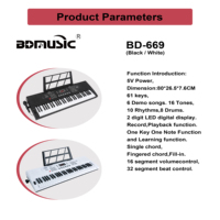 BD MUSIC BD-669 Portable Electronic Organ Digital Piano 61 Keys Keyboard Musical Instruments for Wholesale