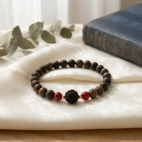 Bracelet Mala Bouddhiste Artisanal en Bois Authentique Kynam pour Femme, Style Ethnique Vintage, Idéal pour Soulager le Stress et comme Cadeau