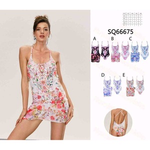 Costume da bagno intero HDJ con stampa floreale, scollo all'americana, controllo pancia, per donna, taglie 40 42 44 46, Rosa Blu Verde Nero - Product Image 2