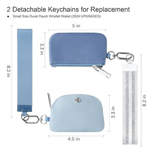 Women's Wristlet Mini Coin <b>Purse</b> Light Blue Solid Color Full <b>Zip</b> Key Card Holder Everyday Use - Product Image 4