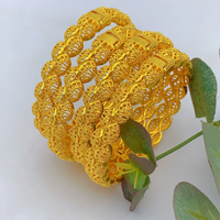 Bracelet jonc articulé ajouré plaqué or, style filigrane vintage, large et sculpté, pour femme, bijoux de mariage et de fête