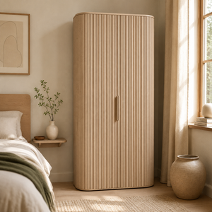 Armadio Moderno di Alta Gamma RH in Legno a 2 Ante Scanalate con Angoli Arrotondati per Casa, Hotel, Appartamento - Product Image 1