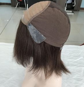 Proveedor sin procesar mujeres crudas color marrón top de seda sin pegamento corto alopecia masculino protésico 100% pelucas médicas de cabello humano - Product Image 1